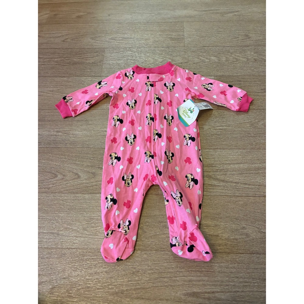 Disney Baby Minnie Mouse Pink Cotton Footed Sleeper Pajamas 6M NWT